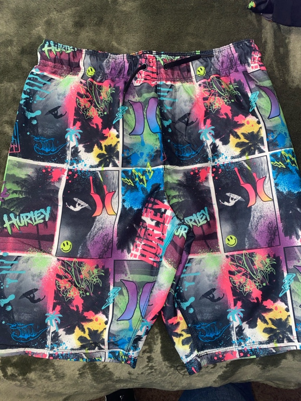 Hurley Multicolor Neon Graphic Swim Trunks